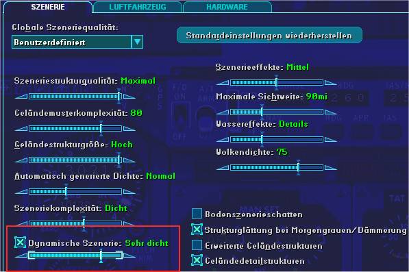 dynamische Scenery einstellen