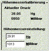 Hoehenmessereinstellung per Menue